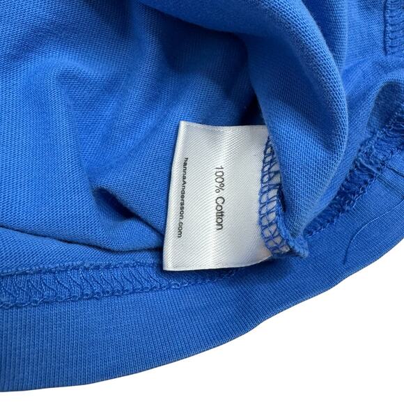 HANNA ANDERSSON Blue Stripe Airplane Solid Short Sleeve Tee Sz 8 130 Kids Cotton - Picture 4 of 5